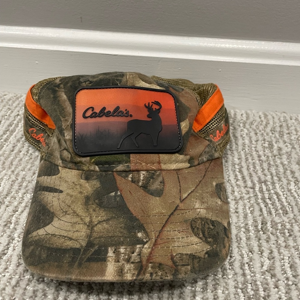 Cabela's Camouflage Hat with Orange Highlights